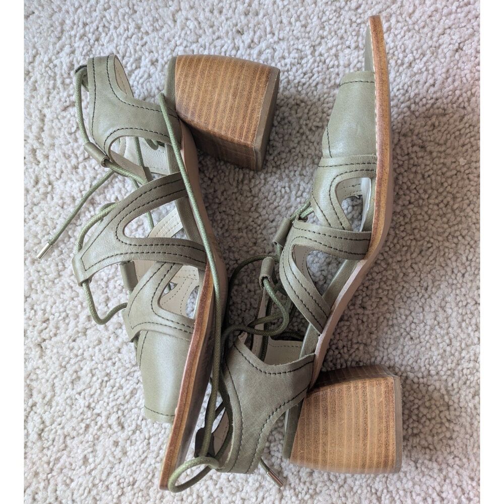 NIB Anthropologie Silent D Belli Moss Green Strappy Heeled Sandals Sz 40
